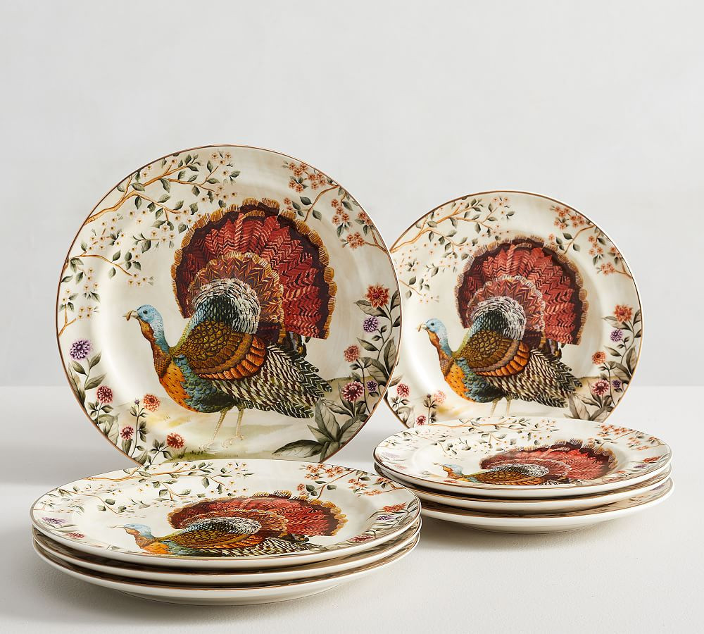 Botanical Harvest Turkey Stoneware 8-Piece Dinnerware Set | Pottery Barn (US)