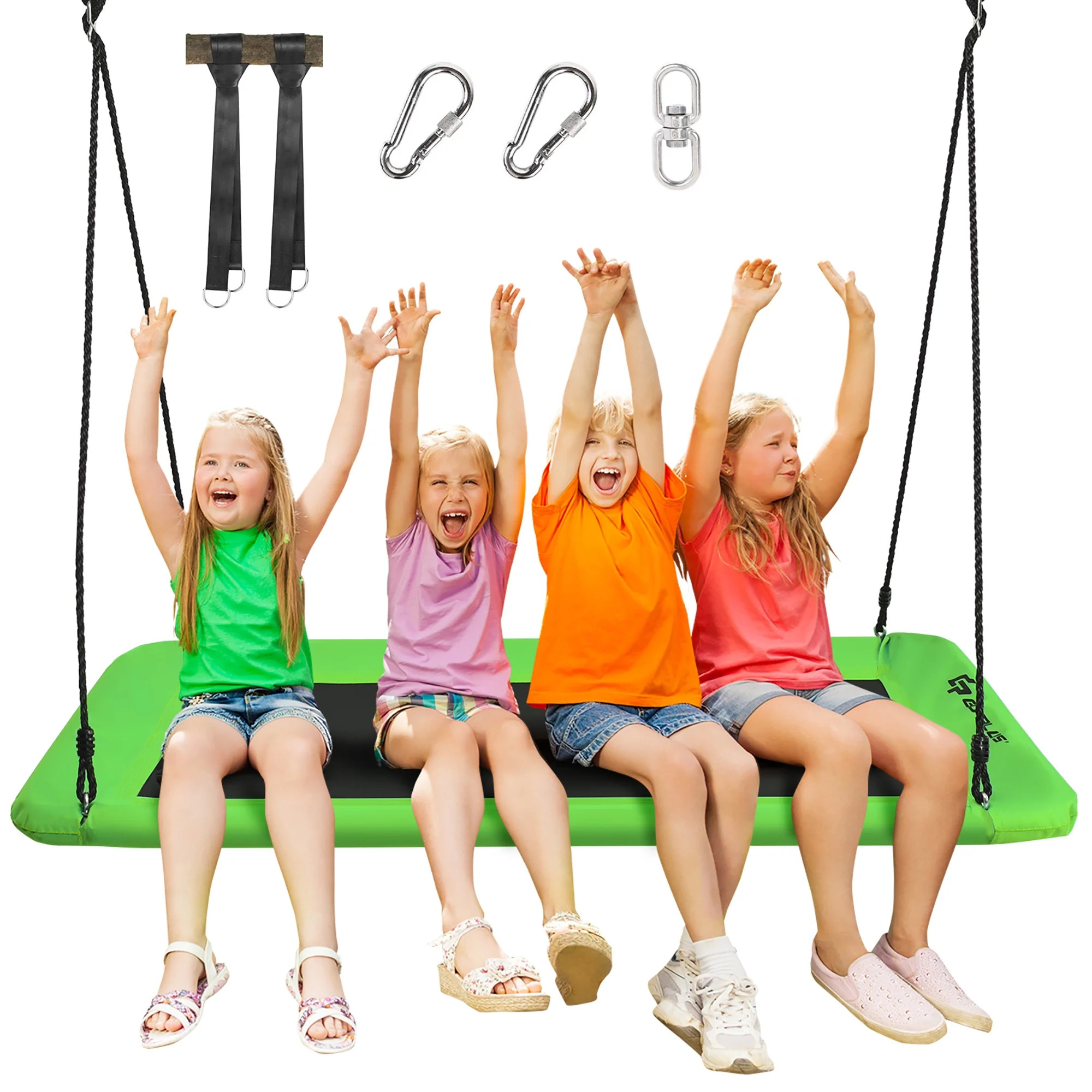 Goplus 700lb Giant 60'' Platform Tree Swing Outdoor w/ 2 Hanging Straps Green | Walmart (US)