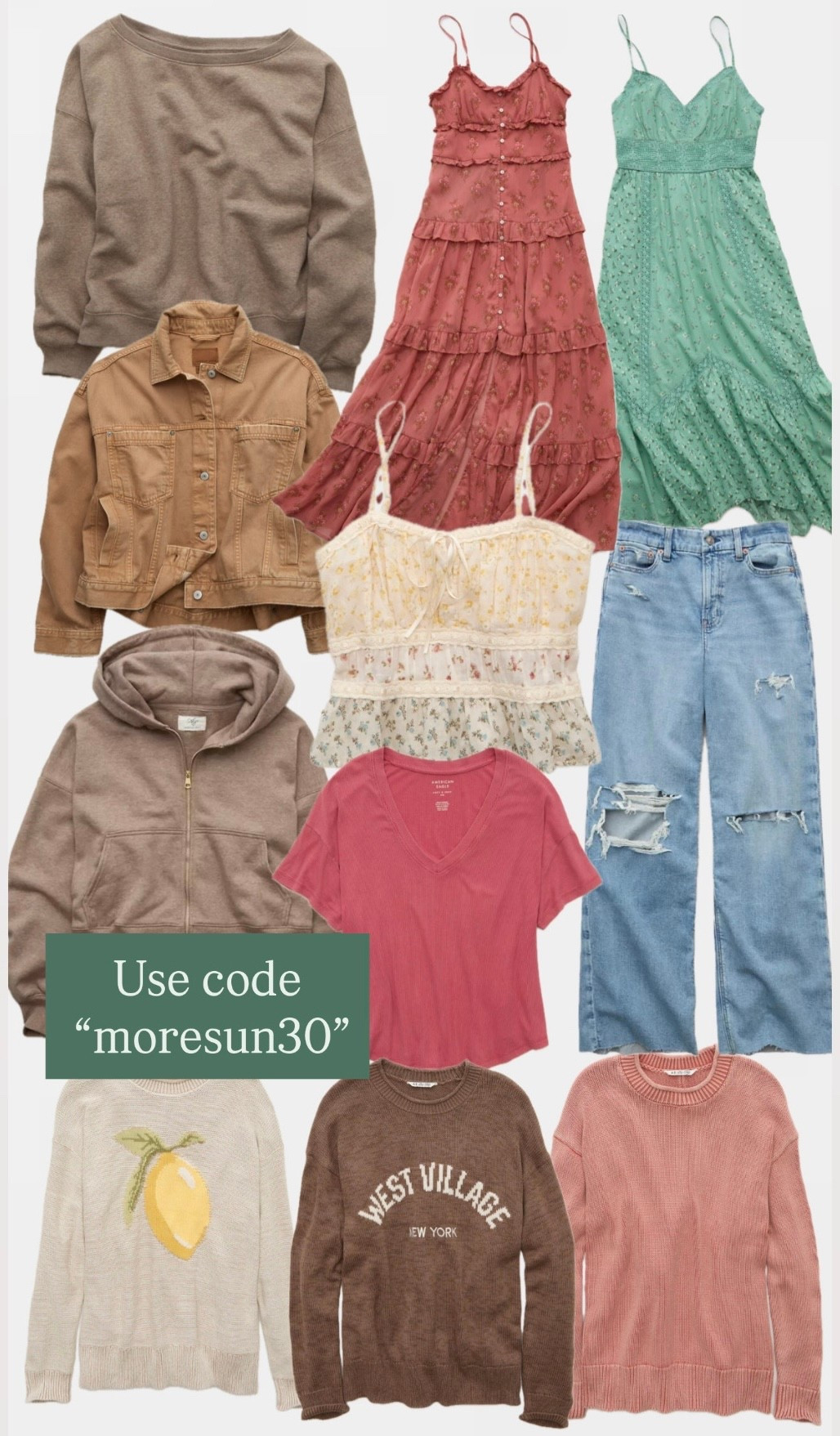 New at American Eagle
Use code “moresun30” for 30% off.

#LTKSaleAlert #LTKootd