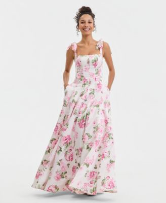 B Darlin Juniors' Floral Print Sleeveless Gown - Macy's | Macy's