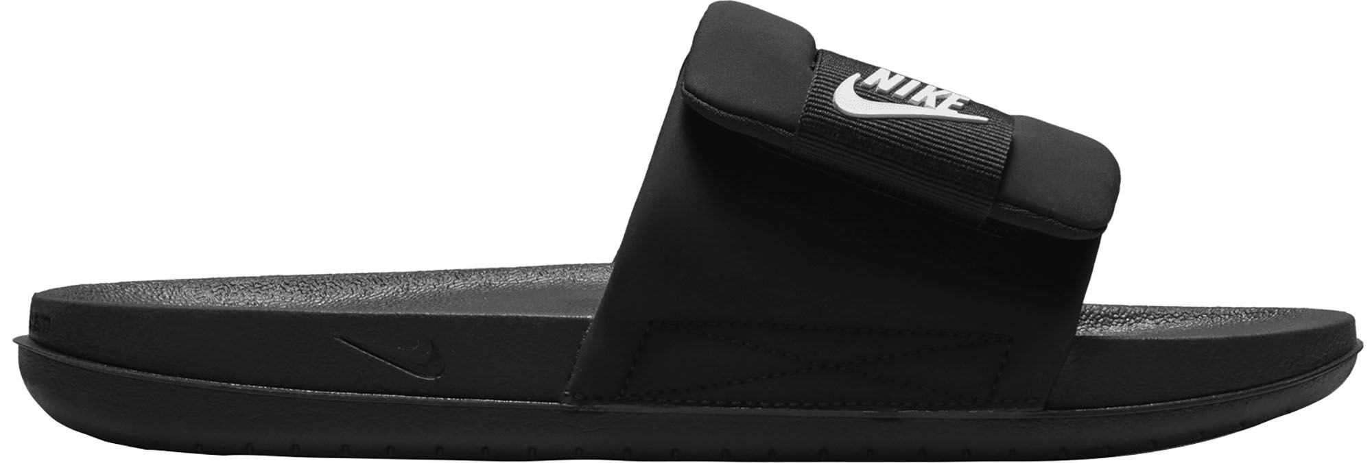 Nike Men's OffCourt Adjustable Slides, Size 8, Black/White/Black | DICK'S Sporting Goods