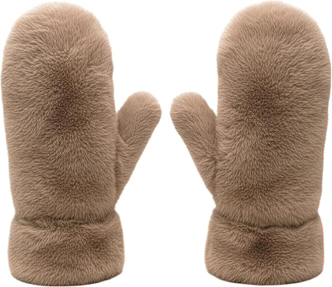 Funky Junque Fuzzy Mittens for Women Faux Fur Cold Weather Gloves Fleece Lined Cute Furry Fluffy ... | Amazon (US)