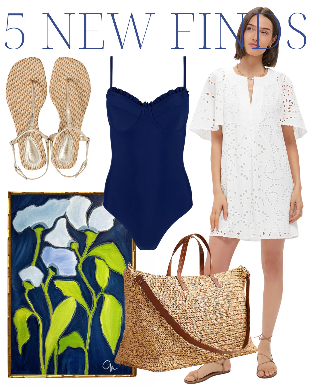 summer fashion finds | vacation outfit ideas | beach vacation essentials | white eyelet dress | navy one piece swimsuit | straw tote bag | rattan sandals | summer travel style | preppy summer style | resort wear 2025 | LTK summer finds | LTK beach look | classic summer outfit | minimal chic summer look | summer dress under $100 | Amazon summer fashion | straw accessories | eyelet dress outfit | navy swimsuit look 

 

#LTKShoeCrush #LTKSwim #LTKHome