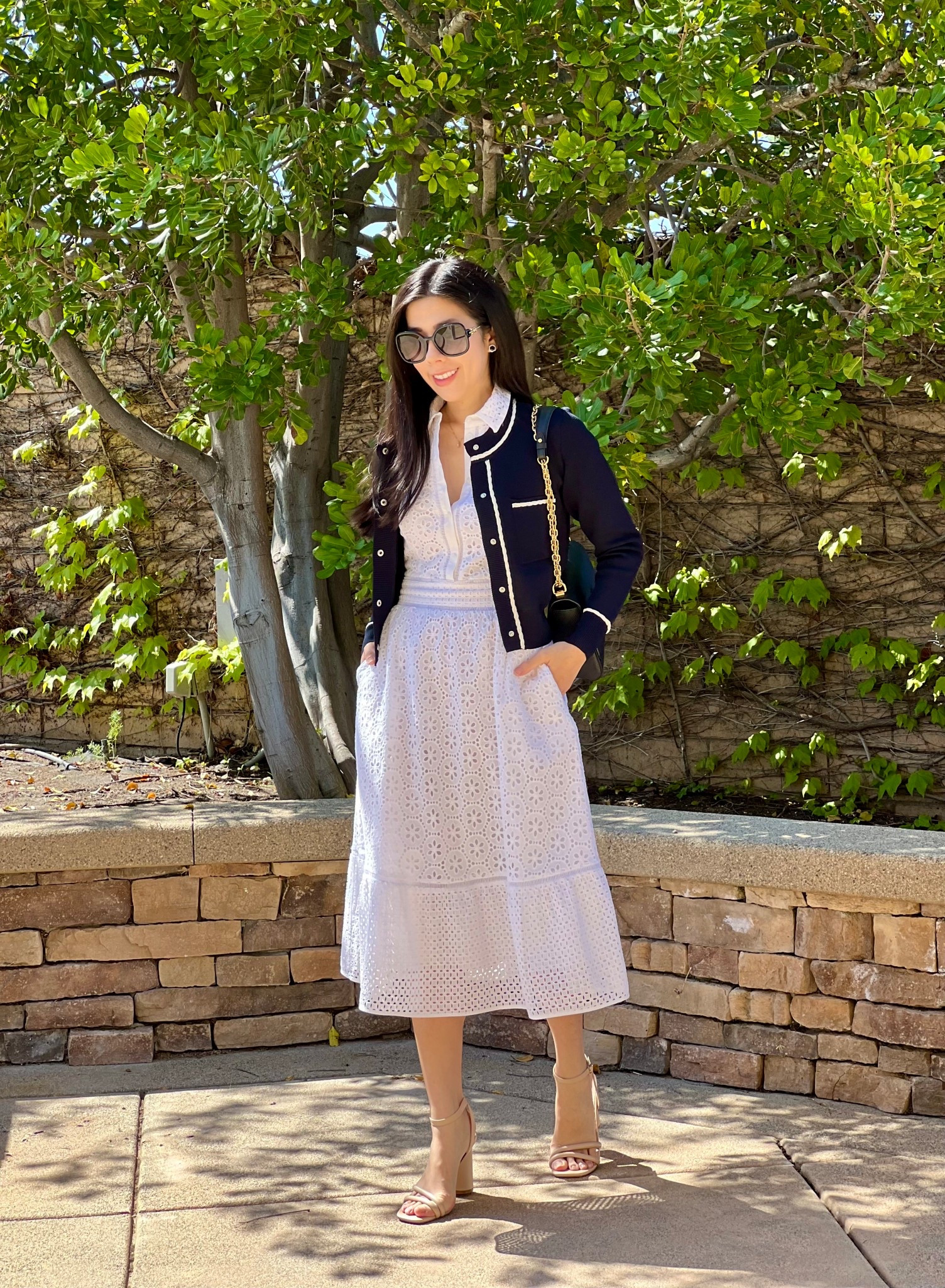 There’s something about an eyelet dress that screams Spring! I‘be worn this midi version numerous times and it’s great by itself or layered up. Since it’s still a little breezy, I paired this eyelet dress with my midnight blue cardigan. 

#eyeletdress #frenchfashion #oldmoney 

#LTKStyleTip #LTKShoeCrush #LTKPetite