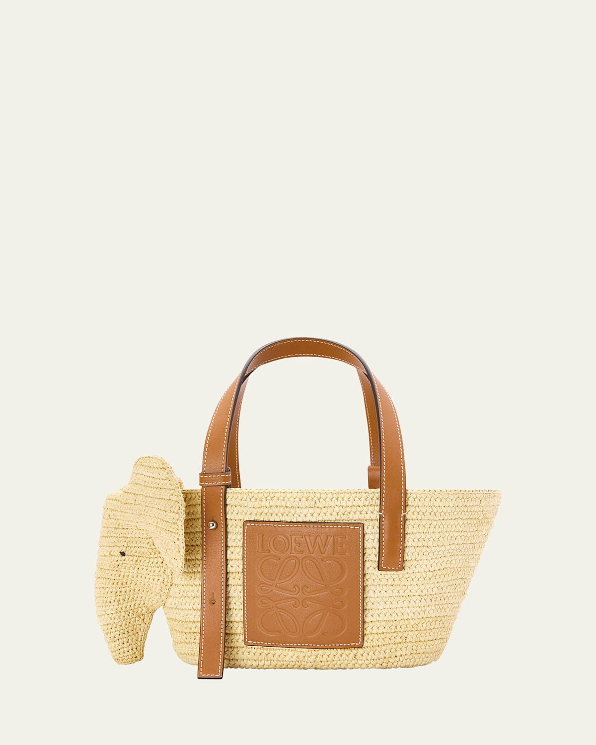 Elephant Small Raffia Basket Tote Bag | Bergdorf Goodman