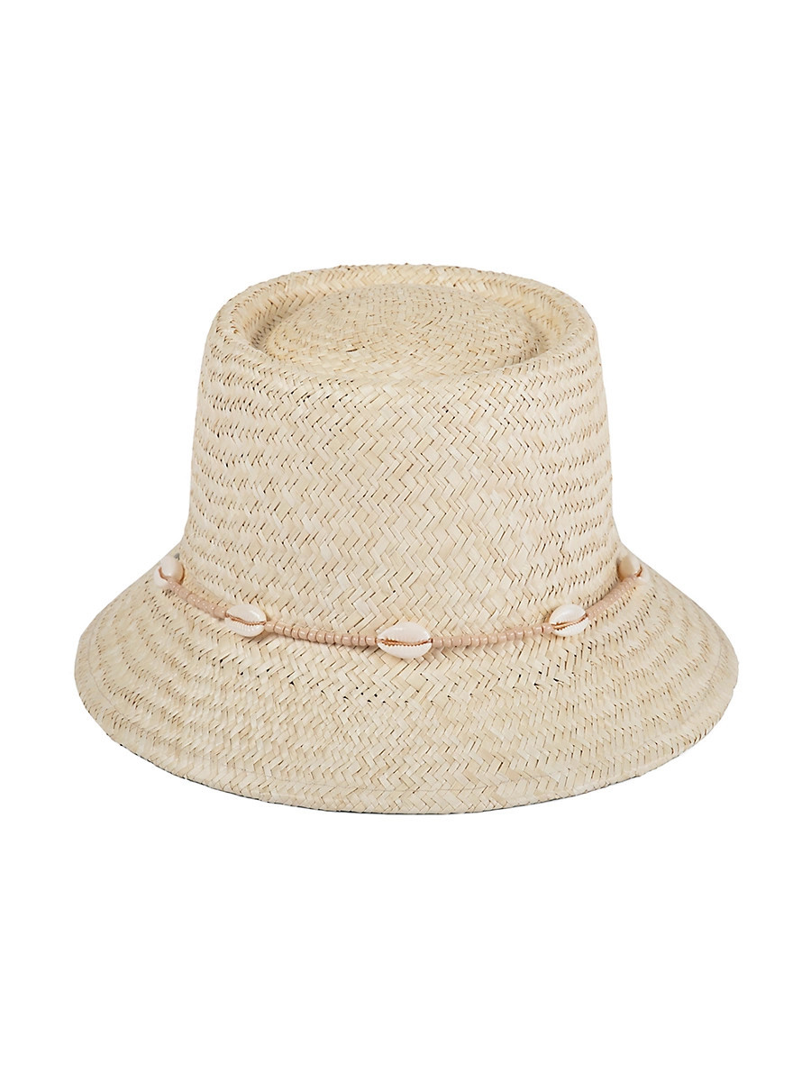 Women's Seashell-Embellished Straw Bucket Hat - Natural - Size Small | Saks Fifth Avenue