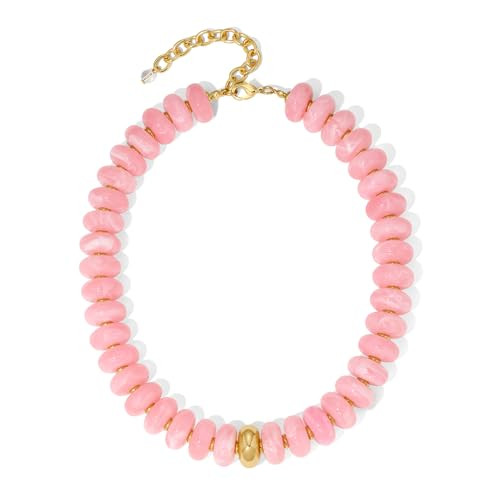 Amazon.com: MYCUTEY Chunky Colorful Beaded Necklace for Women Trendy Boho Statement Necklace with... | Amazon (US)