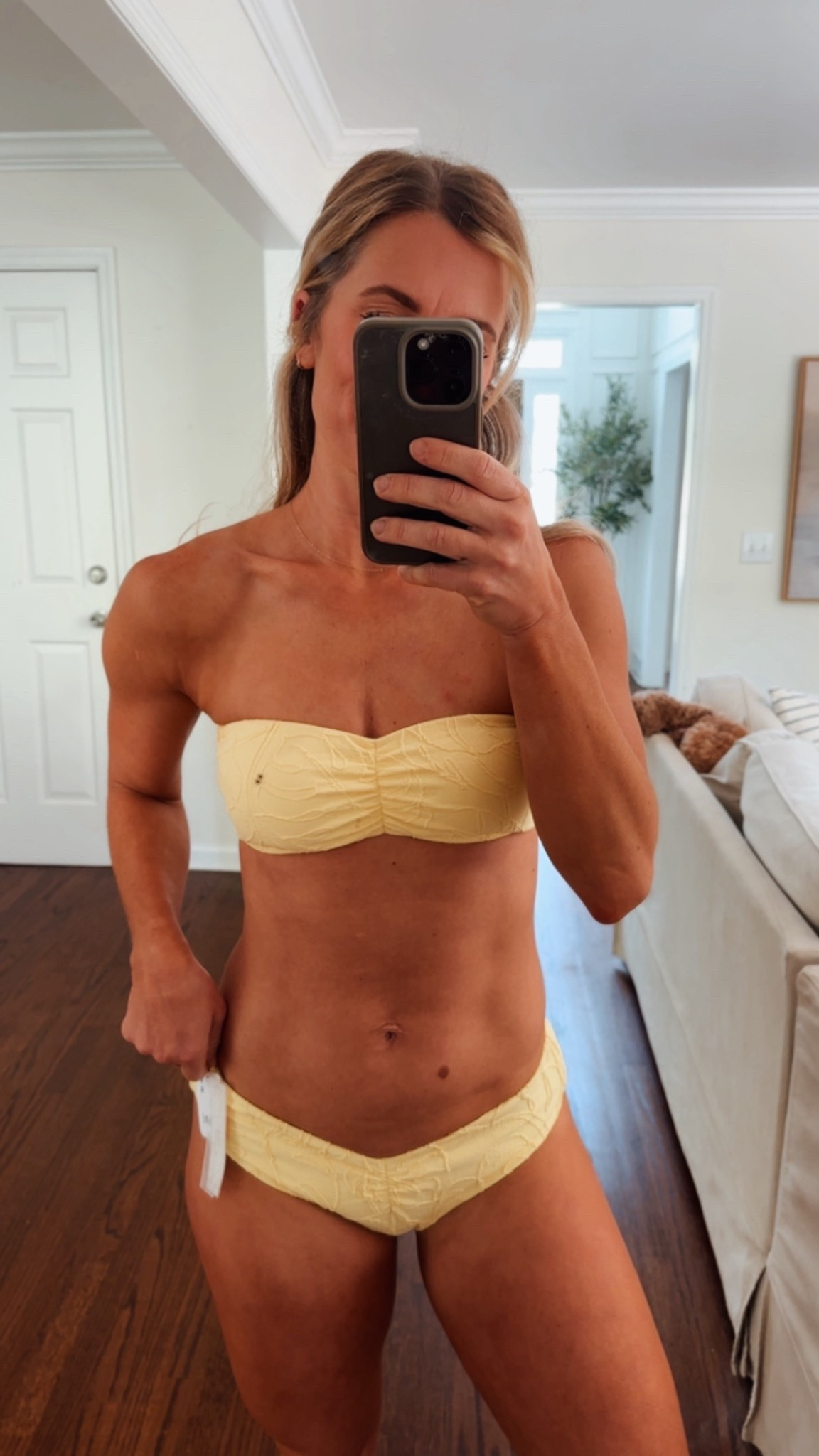 Small top medium bottoms 
Yellow bikini 

#LTKTravel #LTKSeasonal #LTKSwim