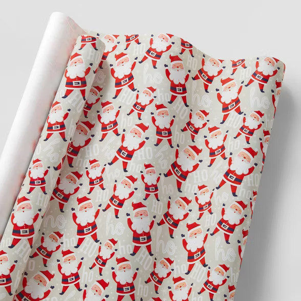 55 sq ft Happy Santa Gift Wrap Red/Silver - Wondershop™ | Target