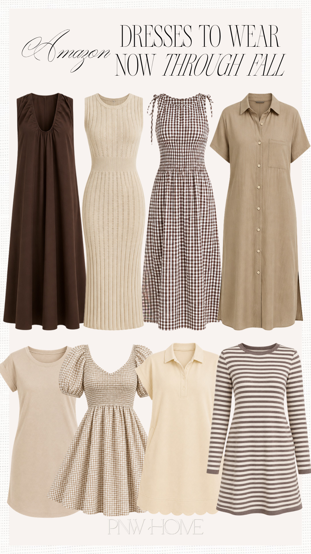 The cutest Amazon dress finds to wear now through fall!

fall fashion, fall style, fall looks, fall outfit, late summer style, brown maxi dress, knit dress, body con dress, off-white dress, gingham dress, button down dress, striped dress, long sleeved dress, mini dress, puff sleeve dress, babydoll dress, casual dresses, neutral dresses 

 #LTKgrwm #LTKootd #LTKSeasonal