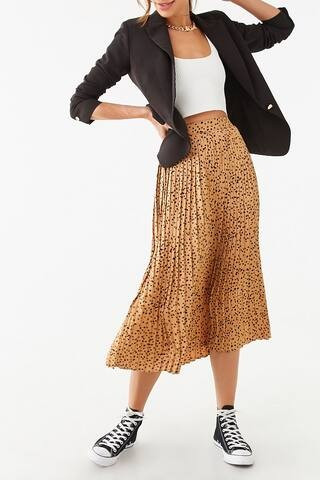 Dot Print Pleated Midi Skirt | Forever 21 (US)