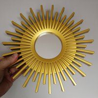 Round Mirror With Gold Sunburst Design | Etsy (UK)