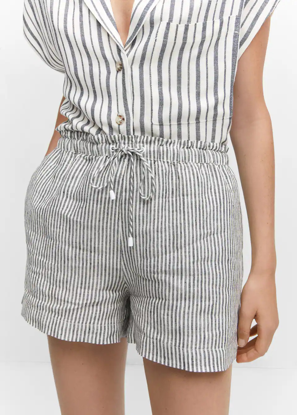 Linen shorts with drawstring -  Women | Mango USA | MANGO (US)