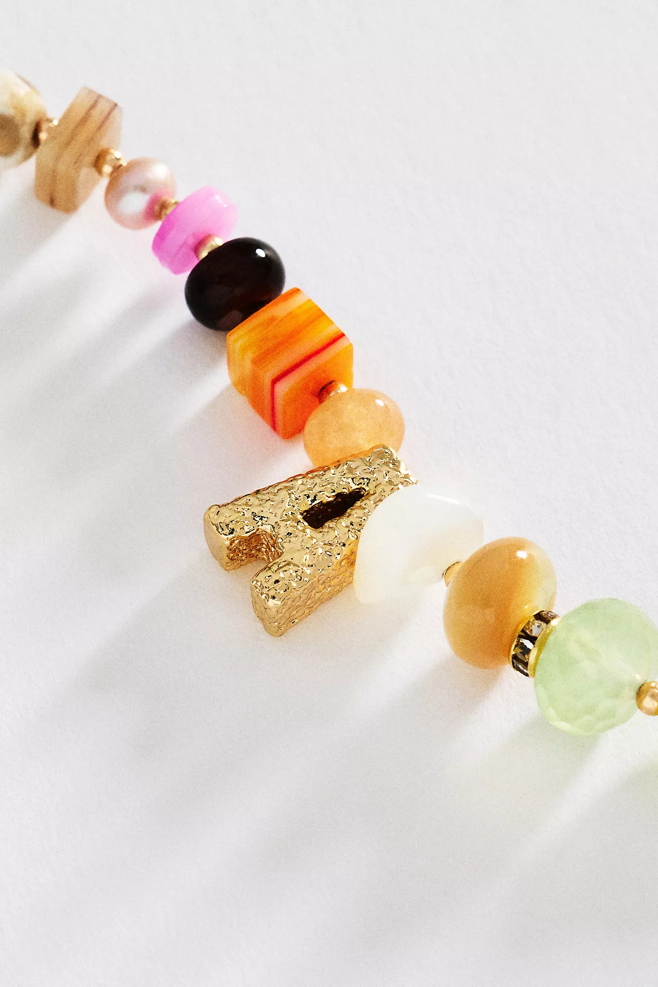 Chunky Mixed Bead Initial Necklace | Anthropologie (US)