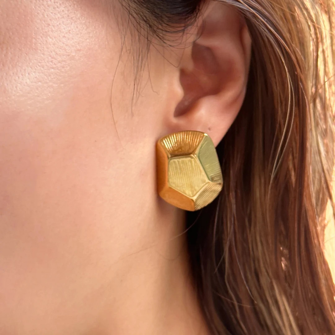 Gold Statement Earring 90's Style Non Tarnish Earring - Etsy UK | Etsy (UK)