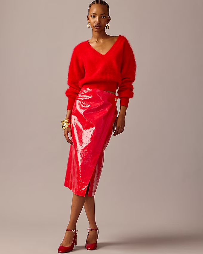 Collection wrap skirt in laminated linen | J.Crew US
