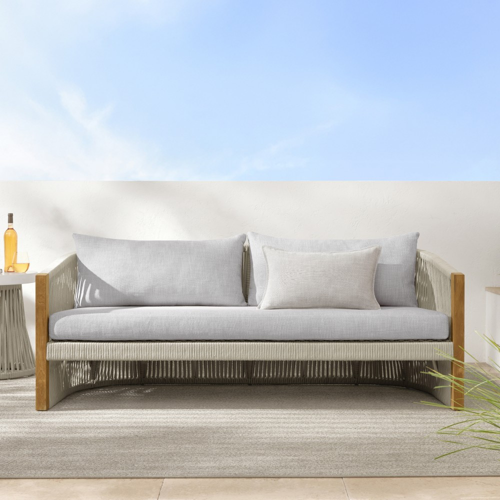 Pasadena Outdoor Teak and Rope Sofa (76") | Williams-Sonoma