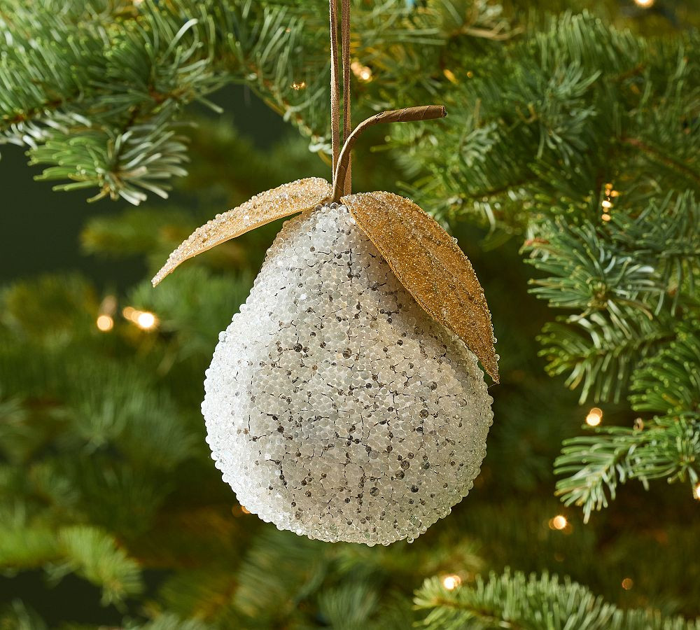 Snowy Pearl Pear Ornament | Pottery Barn (US)
