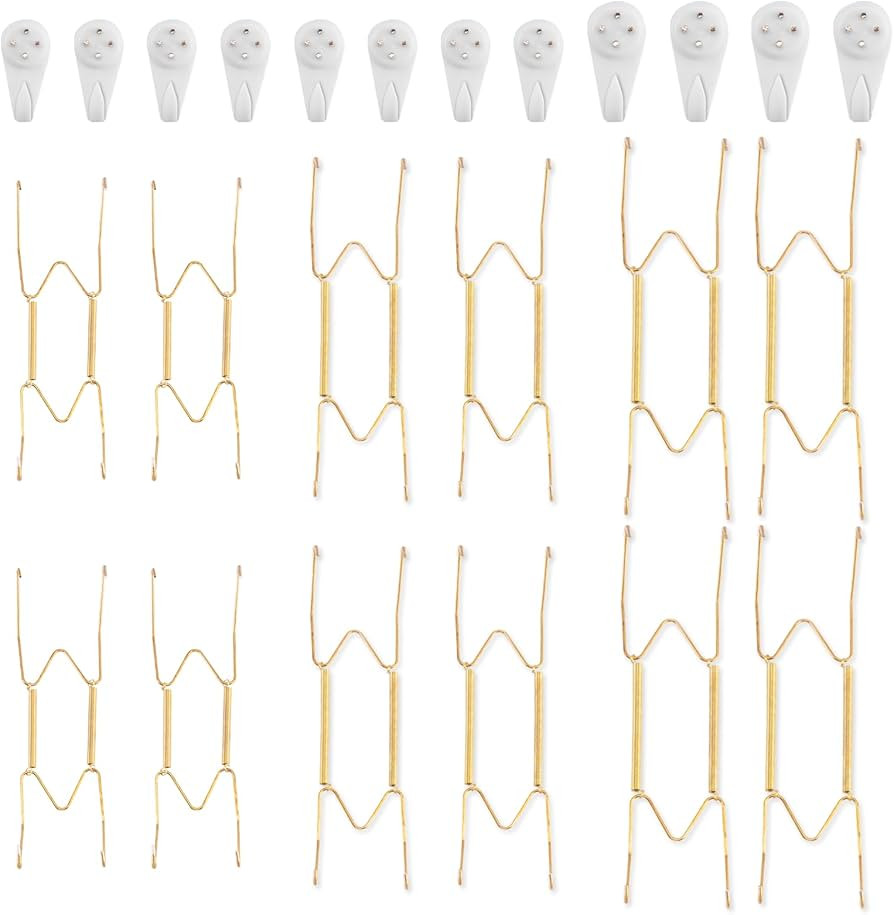 Bilillo 12 Pieces Plate Hangers, 8/10/12 Inch Invisible Wire Holders for Wall Display in Various ... | Amazon (US)