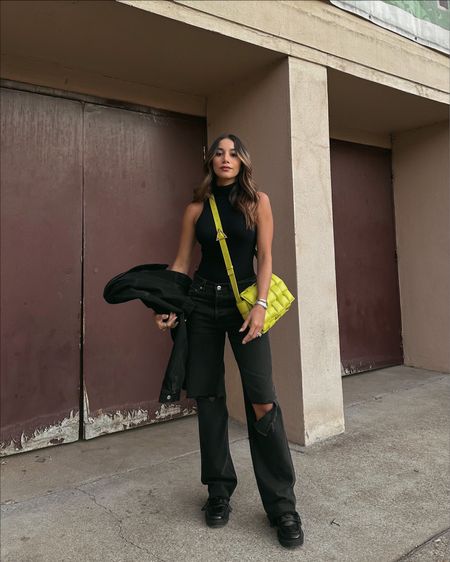 Halloween inspired casual outfits — wearing GRLFRND Bella low rise jeans (still available without the knee holes)  from revolve and sleeveless turtleneck bodysuit also from revolve 

#LTKHalloween #LTKSeasonal #LTKstyletip