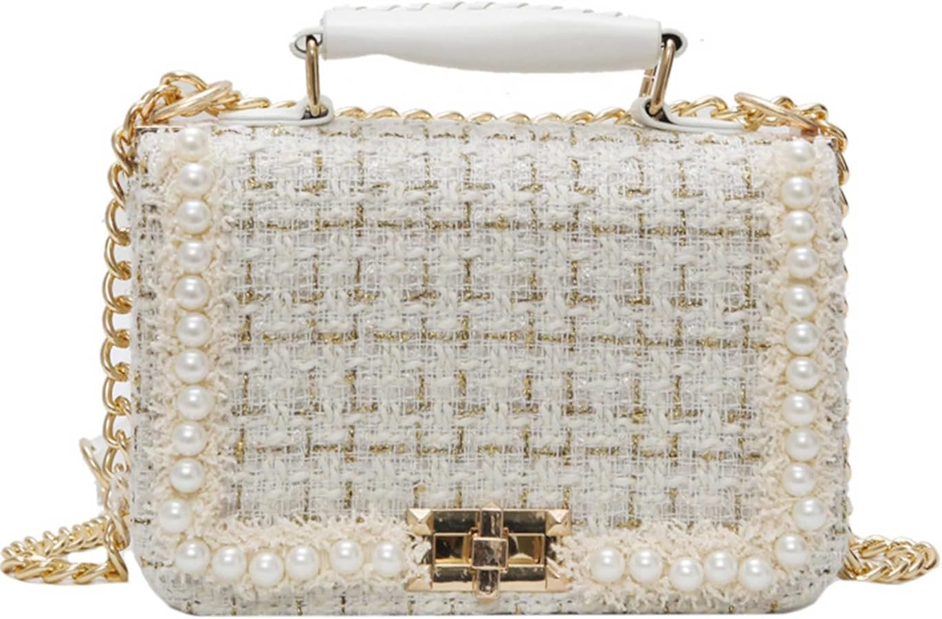 Vaeltaja Women Tweed Pearl Purses and Handbags Ladies Fashion Top Handle Chain Satchel Shoulder B... | Amazon (US)