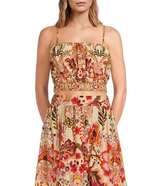 A Loves A Coordinating Spaghetti Strap Elastic Ruched Square Neckline Cropped Bralette Top | Dill... | Dillard's