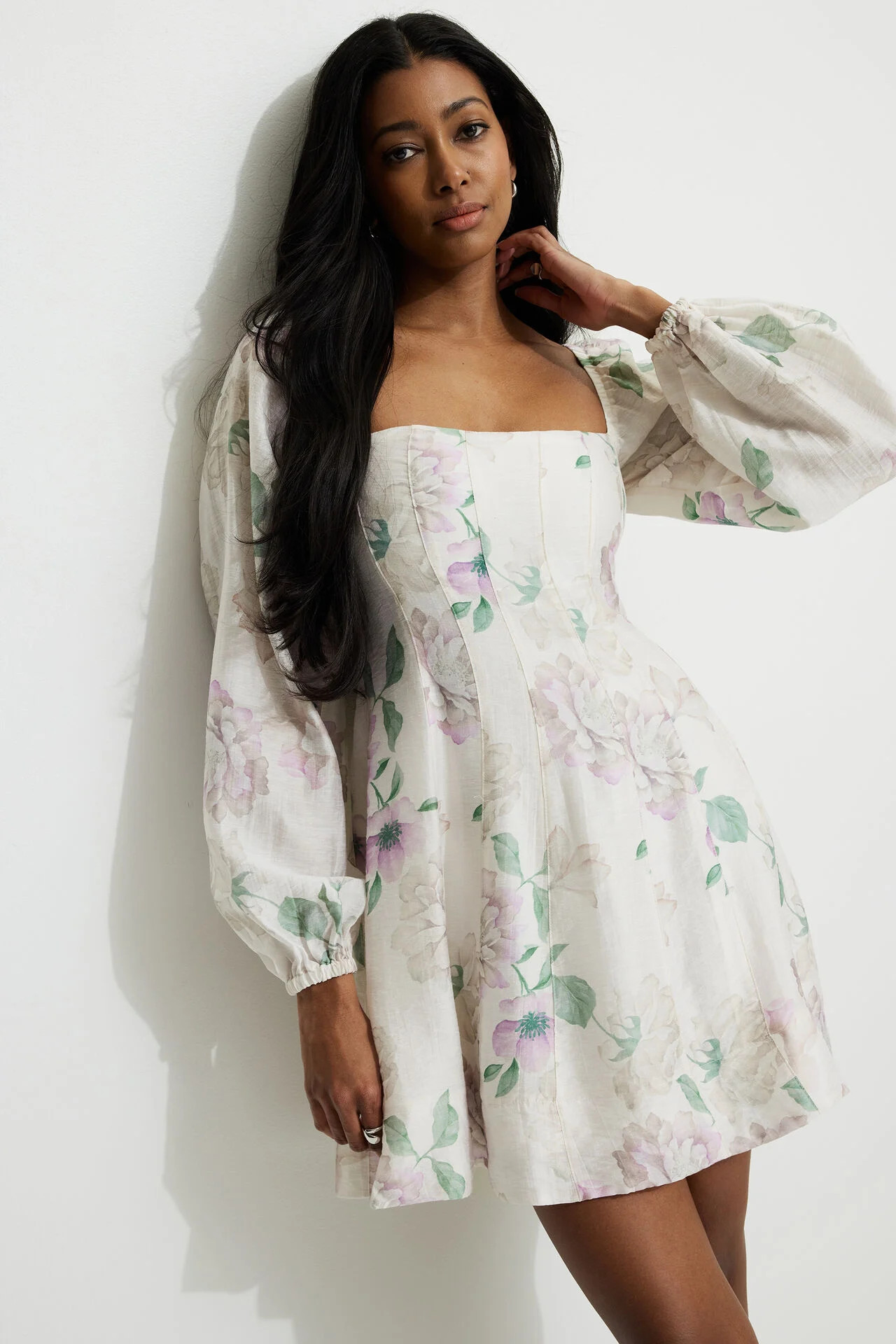 Amelie Balloon Sleeve Mini Dress | Dynamite Clothing