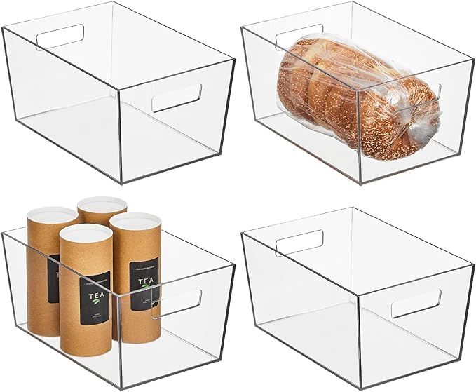 Nate Home by Nate Berkus Plastic Bin with Handles | for Pantry Organization Perfect Organizer for... | Amazon (US)