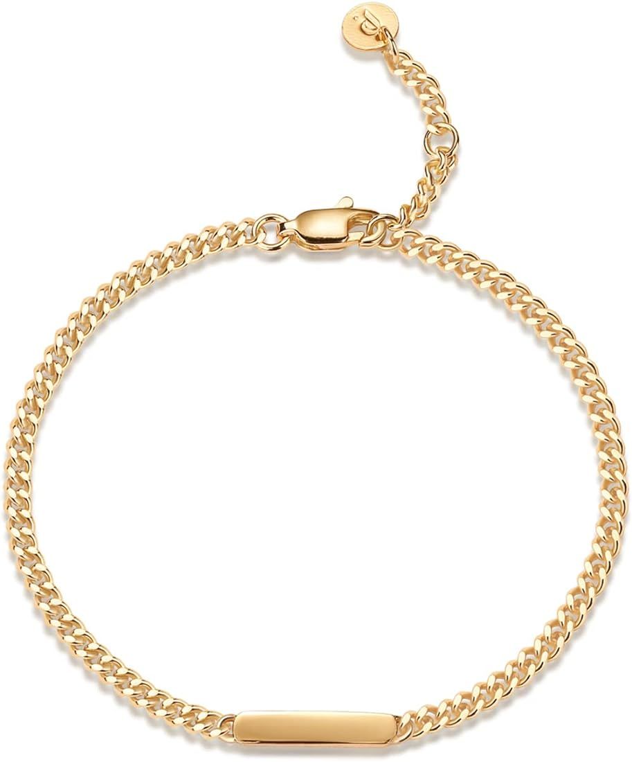 PAVOI Engravable Bracelet | Personalized Bracelet for Women | Lightweight Curb Link Design | Amazon (US)