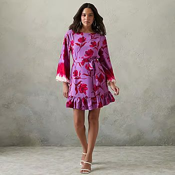 new!Prabal Gurung for JCPenney Balloon Sleeve Long Sleeve Floral Fit + Flare Dress | JCPenney