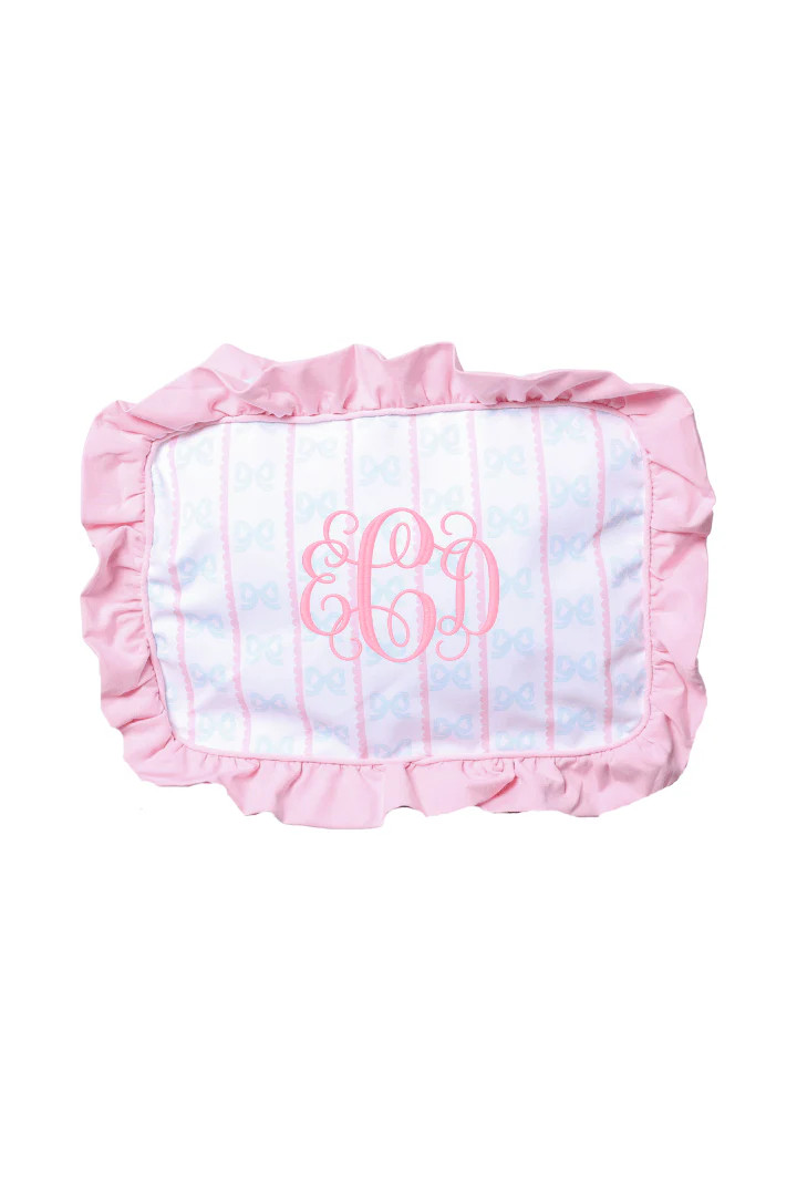 Sweet Scalloped Bow Zippered Ruffle Pouch | The Smocked Flamingo