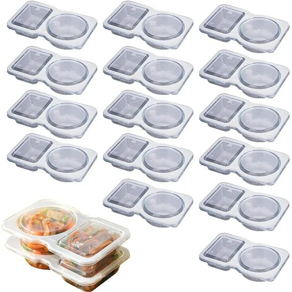 Disposable Double Compartment Condiment Containers, Set Of 15 Small Sauce Cups With Lids, Snack A... | Walmart (US)