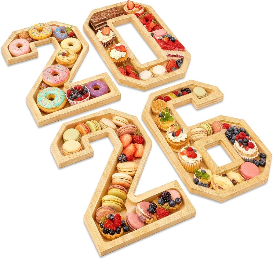 2026 Charcuterie Numbers Fillable, Wooden Number Charcuterie Board Box Serving Food Trays for New... | Amazon (US)
