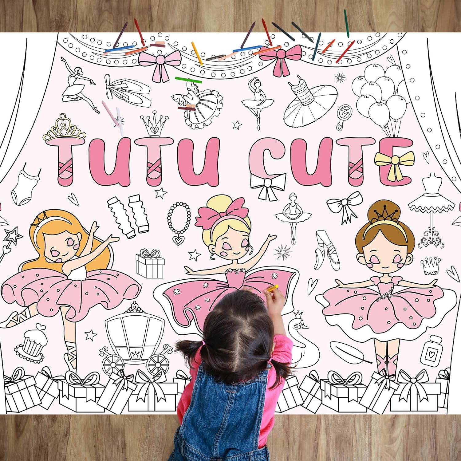 Ballerina Coloring Poster for Kids Giant Dancing Girl Ballet Party Coloring Banner Large Drawing ... | Amazon (US)