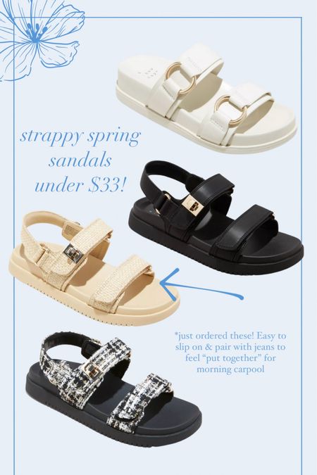 Strappy Spring Sandals ☀️ 

Target slip on ankle strap sandals. Woven sandals, tan sandals, black sandals, black slides, buckle slides, target shoes, spring shoes 

#LTKfindsunder50 #LTKSeasonal #LTKshoecrush