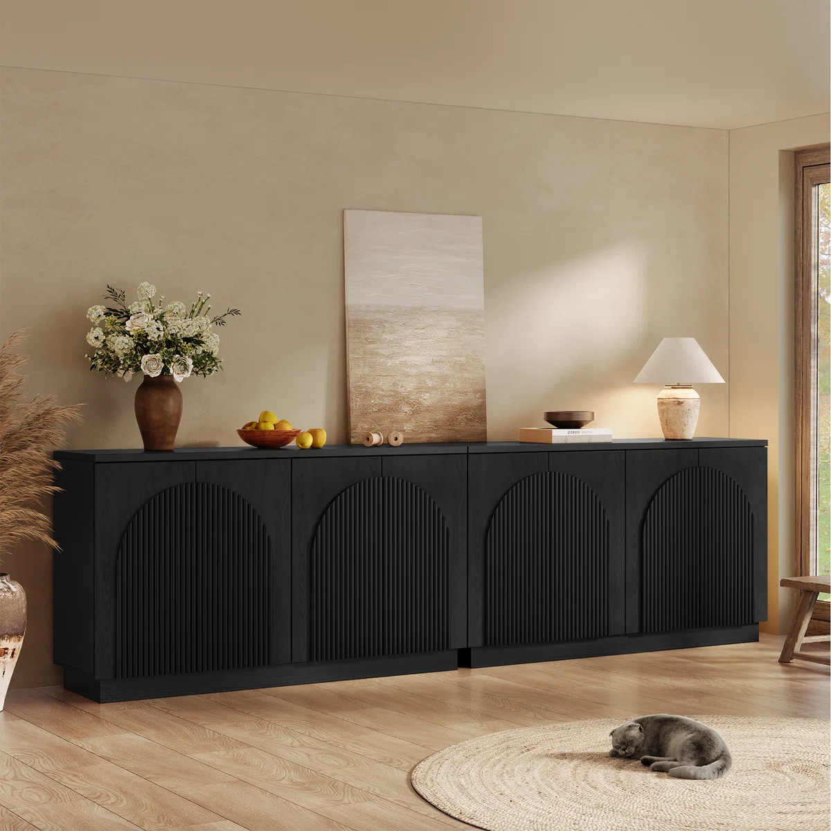 Designer 55'' Curved Three-dimensional Texture Sideboard(set Of 2) | Wayfair North America