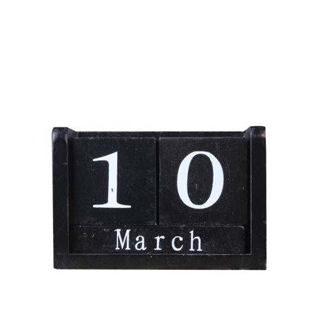 black creative perpetual wooden calendar desk block DIY home decoration figurines miniatures accesso | Walmart (US)