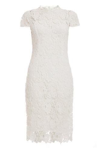 White Crochet Sleeve Midi Dress | Quiz Clothing (UK)