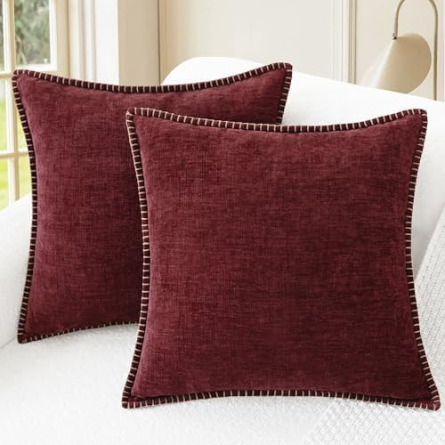 CaliTime Christmas Throw Pillow Covers Decorative 18 X 18 Inches Pack of 2 Cotton Thread Stitchin... | Amazon (US)