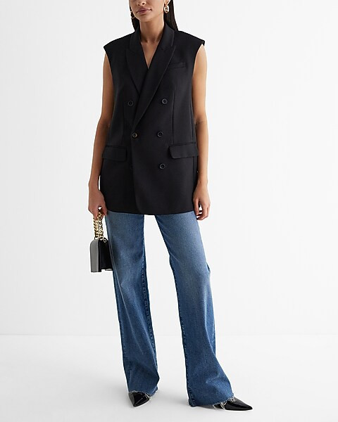 Sleeveless Double Breasted Boyfriend Blazer | Express