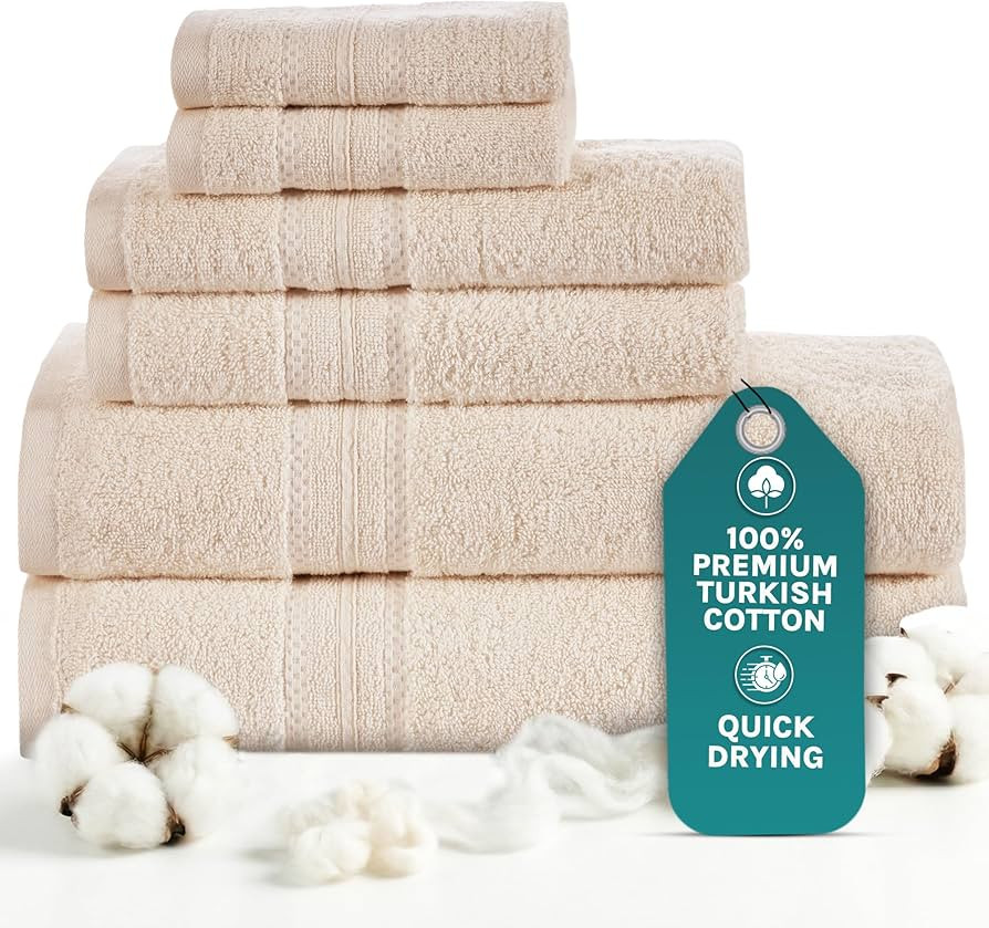 Arconiz Luxury 6 Piece Towel Set | 2 Bath Towels, 2 Hand Towels, 2 Washcloths | Super Soft, Premi... | Amazon (US)