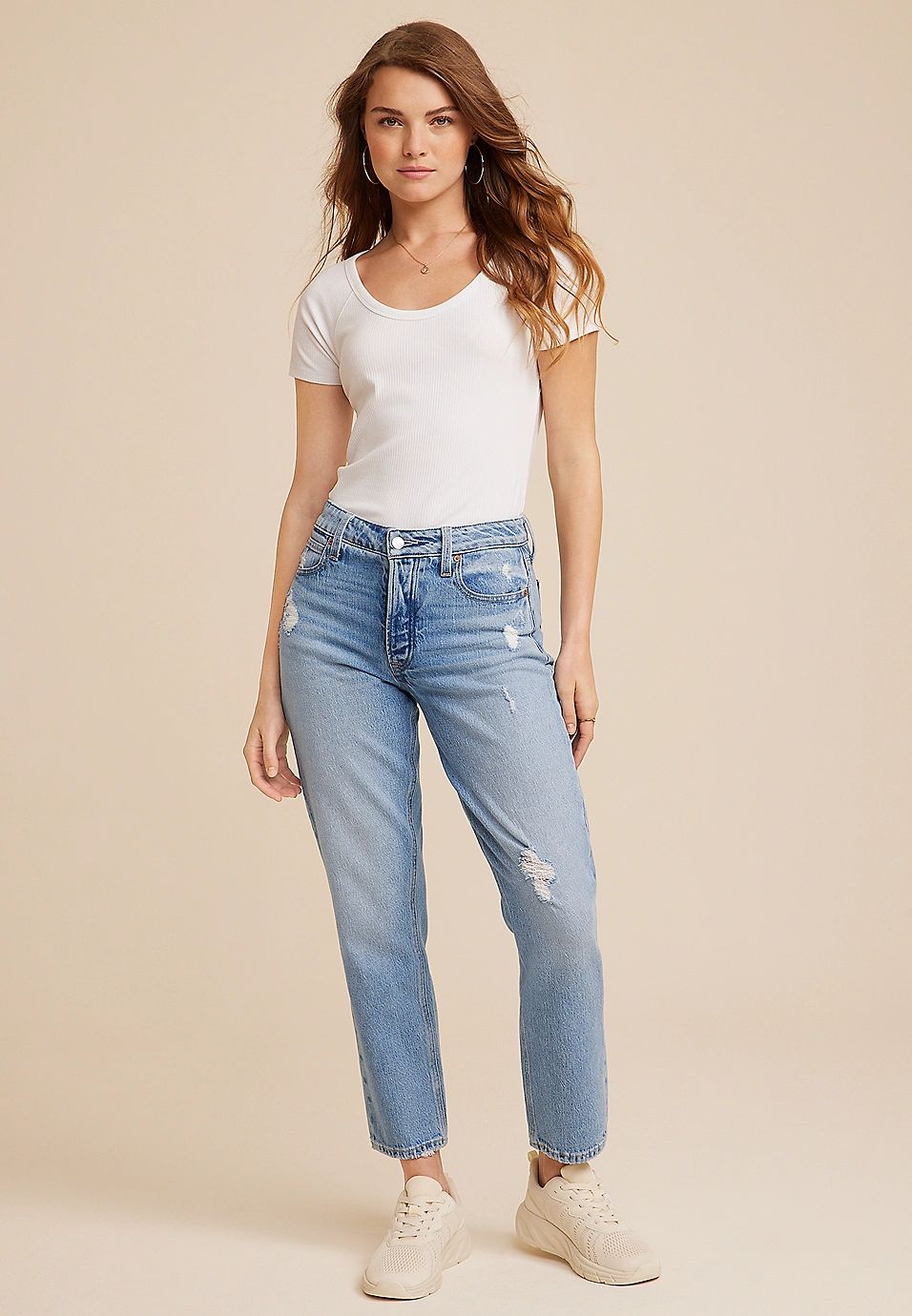 Goldie Blues™ High Rise Curvy Light Cheeky Taper Ankle Jean | Maurices