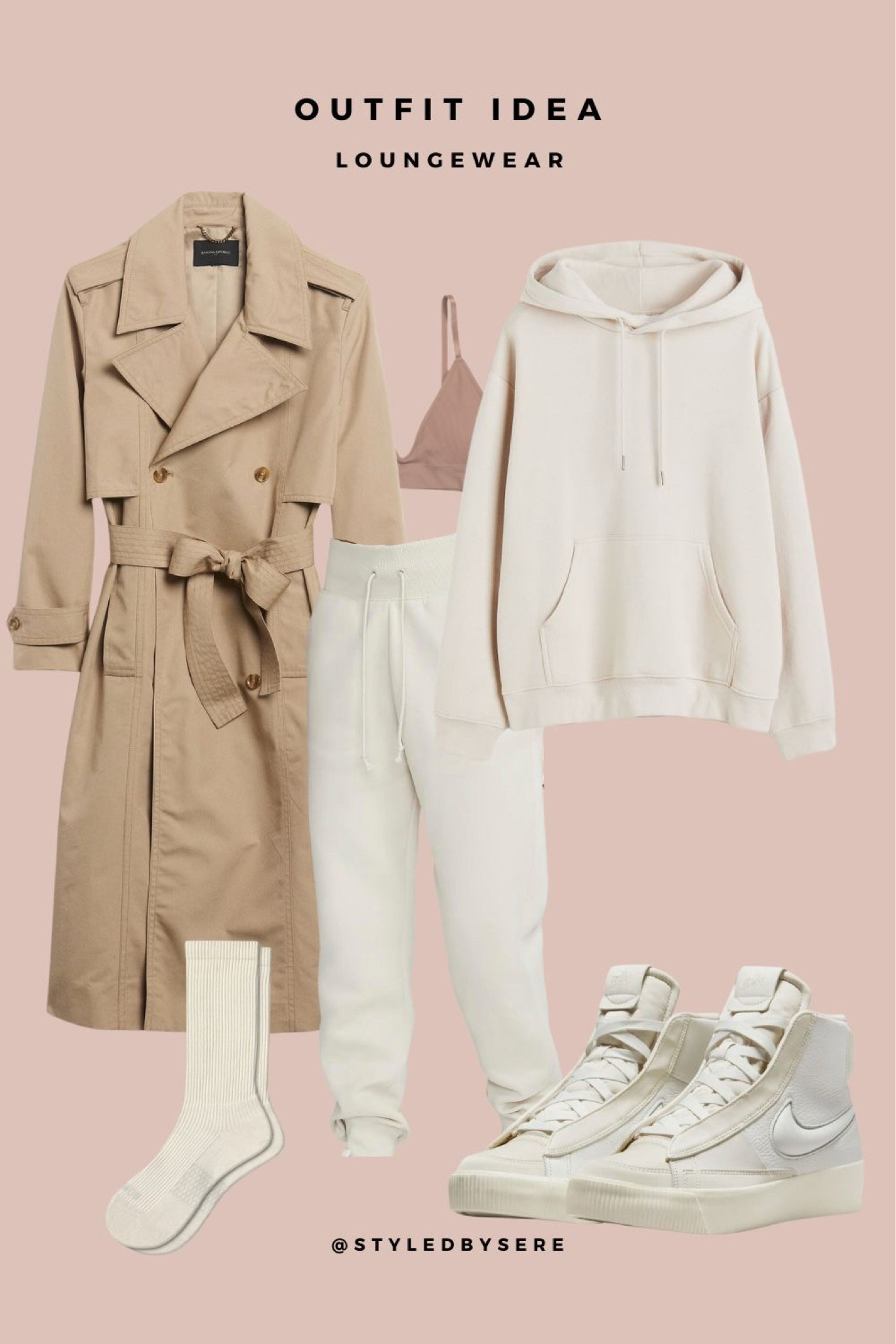 Friday mornings, we dance. I love to be comfortable yet cute so a monochromatic lounge outfit is one of my go-tos. We begin with a comfortable and structured sweatpant jogger. Layer a supportive wireless bra and oversized hoodie. Comfortable crew socks under leather hi tops and a forever trench, and we're ready to go.

#LTKStyleTip #LTKActive #LTKFitness