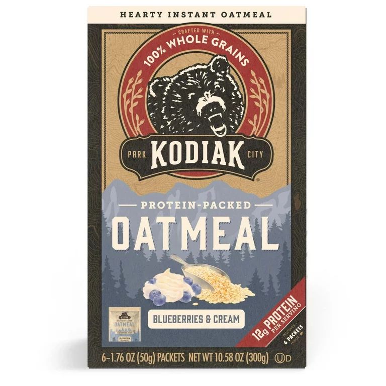 Kodiak Protein-Packed Blueberries and Cream Instant Oatmeal, 1.76 oz, 6 Packets | Walmart (US)