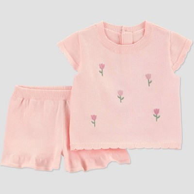 Carter's Just One You® Baby Girls' 2pc Tulip Sweater Shorts Set - Pink 18M | Target