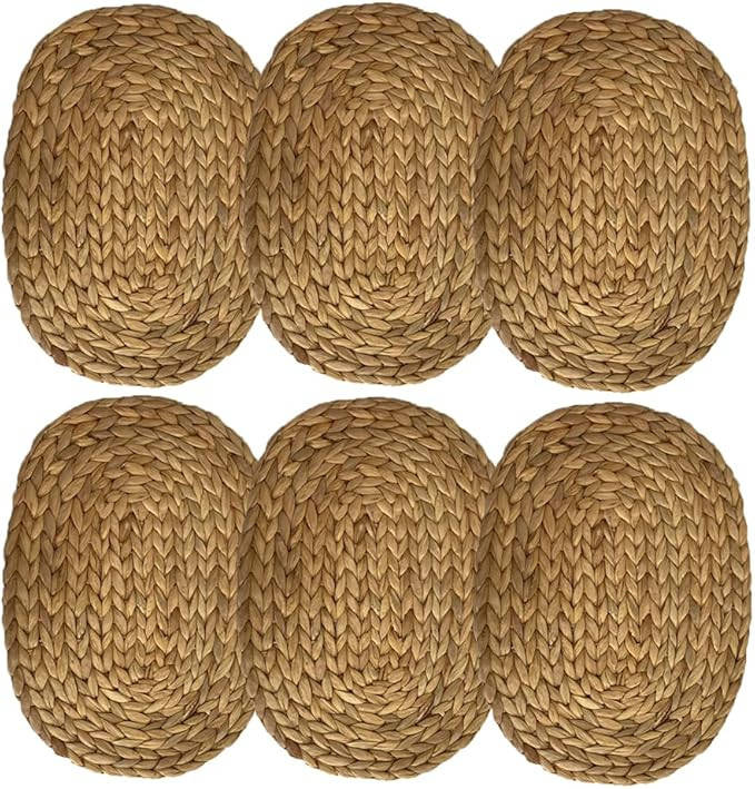 Oval Placemats Natural Water Hyacinth Weave Braided Rattan Tabemats Charger Plates for Home Decor... | Amazon (US)