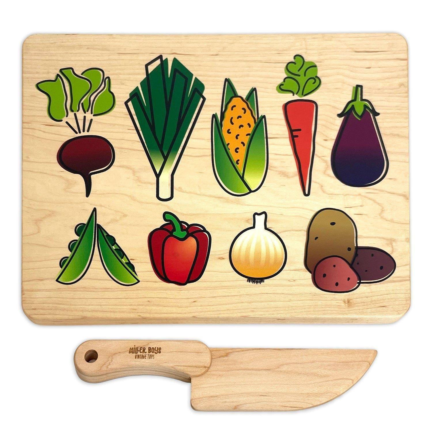 Miller Boys Vintage Toys | Kid's Chef-in-Training Wooden Cutting Board with Handcrafted Wooden Knife - Multi / One Size | Janie and Jack