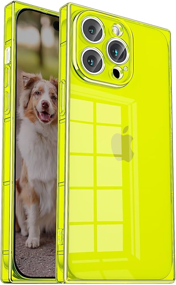 Tzomsze Square Neon Case for iPhone 14 Pro,Precision Hole Camera Protection,Soft TPU Protective S... | Amazon (US)