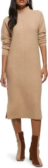 River Island Center Seam Long Sleeve Midi Sweater Dress | Nordstrom | Nordstrom