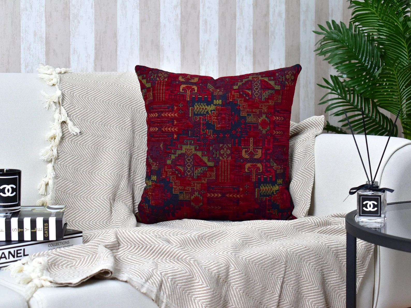 Wine Red Kilim Pillow Cover, Red Lumbar Throw Pillow, Bohemian Rug Pillow, Kilim Cushion, Kilim P... | Etsy (US)